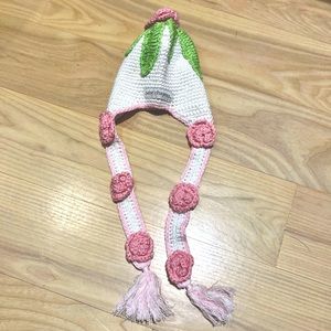 Bebe Chapeau Flower Knit Baby Hat for Newborn Photoshoot! 0-6 mos 3D Pink Roses